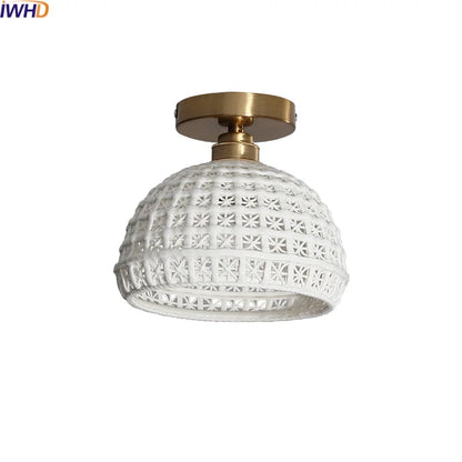 DecorBites™ Ceramic LED Ceiling Lights: Modern Hollow Design for Living Room, Aisle, Balcony