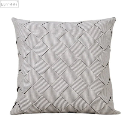 DecorBites™ Grey Weaving Luxury Pillow Cover 45x45cm for Sofa Livingroom Bedroom