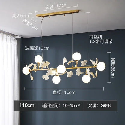 DecorBites™ LED Gingko Leaf Branch Ceiling Chandelier Modern Living Room Bedroom Light