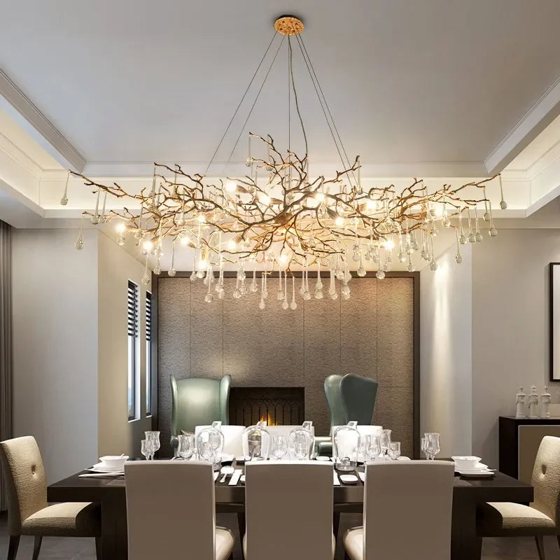 Lámpara de Suspensión de Cobre de Lujo de Araña de Cristal de Rama LED™ Decorbites