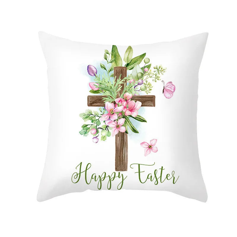 DecorBites™ Easter Egg Bunny Flower Birds Sofa Pillow Cover