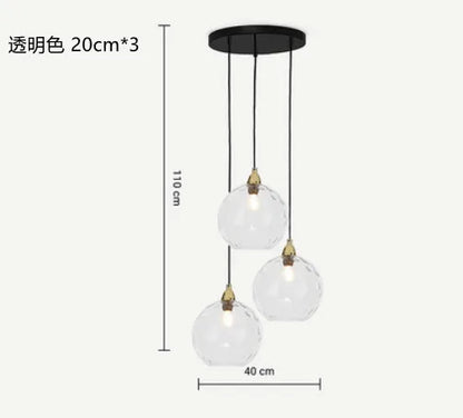 Nordic Water Grain Colored Glass Globe Pendant Light