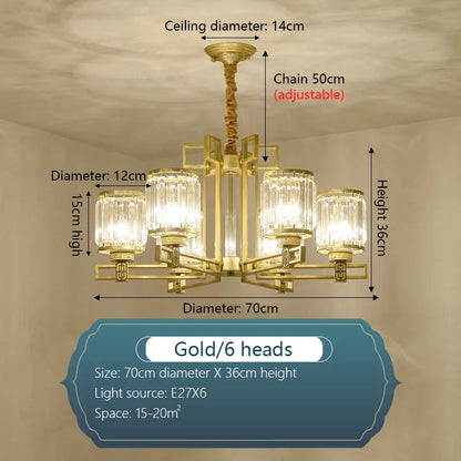 DecorBites™ Crystal Chandelier: Elegant Chinese Style Lighting for Living Room, Bedroom, and Study