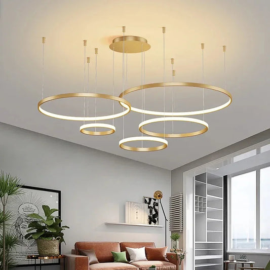 DecorBites™ Acrylic LED Ring Pendant Light Modern Minimalist Art Decor Chandelier
