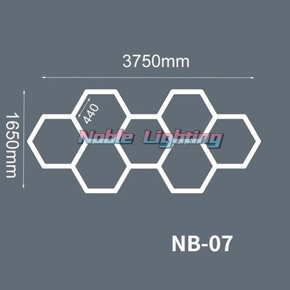 أضواء LED هندسية من DecorBites™ لصيانة السيارات في ورش العمل - تصميم ندفة الثلج متعدد الأضلاع