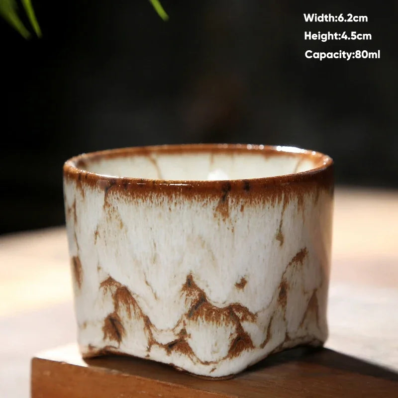 DecorBites™ Japanese Kiln Transformation Ceramic Tea Cup Espresso Coffee Mug Pottery Kung Fu Teacup