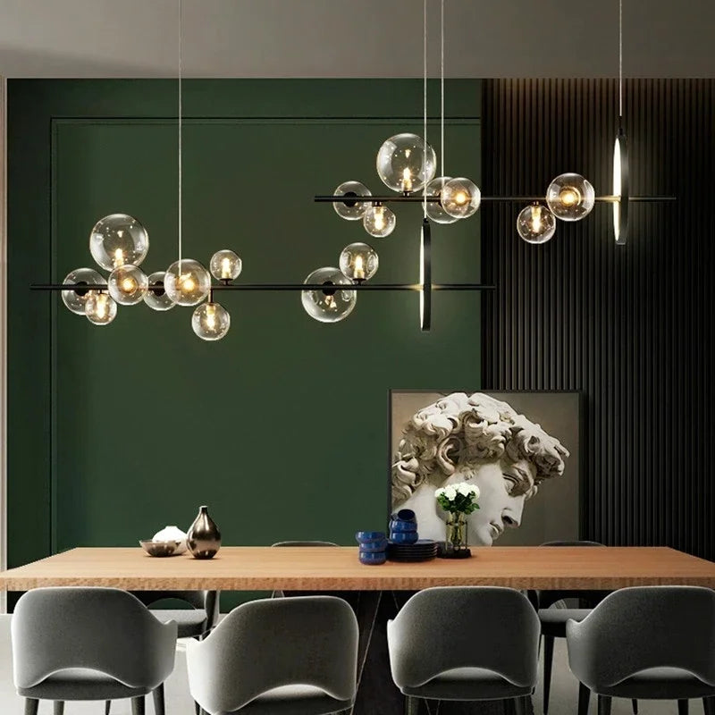 Lámpara de araña LED con bola de cristal DecorBites™: Estilo nórdico moderno para salón, comedor, cocina y estudio