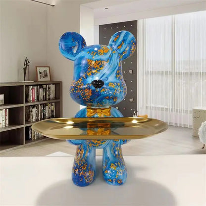 DecorBites™ Graffiti Bear Figurine: Modern Table Decor & Key Storage Sculpture