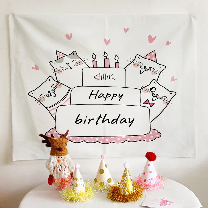 Decobites Birthday Wall Tapestry Decoration Party Bedroom Hanging Cloth