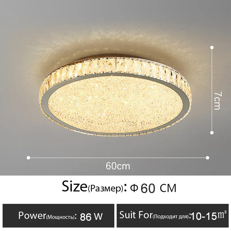 DecorBites™ Crystal LED Ceiling Lamp: Luxury Golden Glossy Lighting Fixture for Living Room