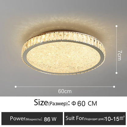 DecorBites™ Crystal LED Ceiling Lamp: Luxury Golden Glossy Lighting Fixture for Living Room