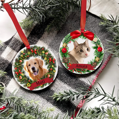 Personalized Pet Ornament Custom Dog Christmas Pet Memorial Cat and Dog Christmas Photo Ornament Cat Portrait Name Gift