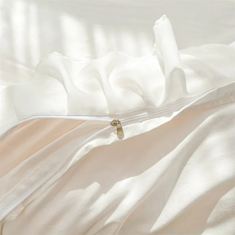 DecorBites™ Lace Ruffles Princess Style 100% Cotton Bedding Set