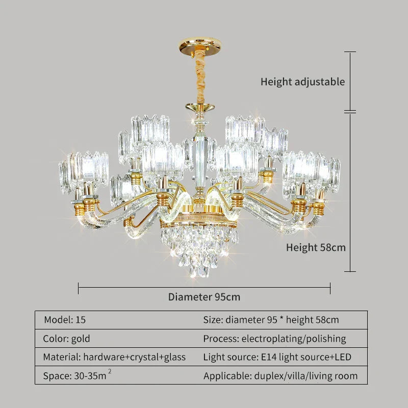 DecorBites™ Crystal Chandelier: Elegant European Garden Lamp for Living Room, Bedroom