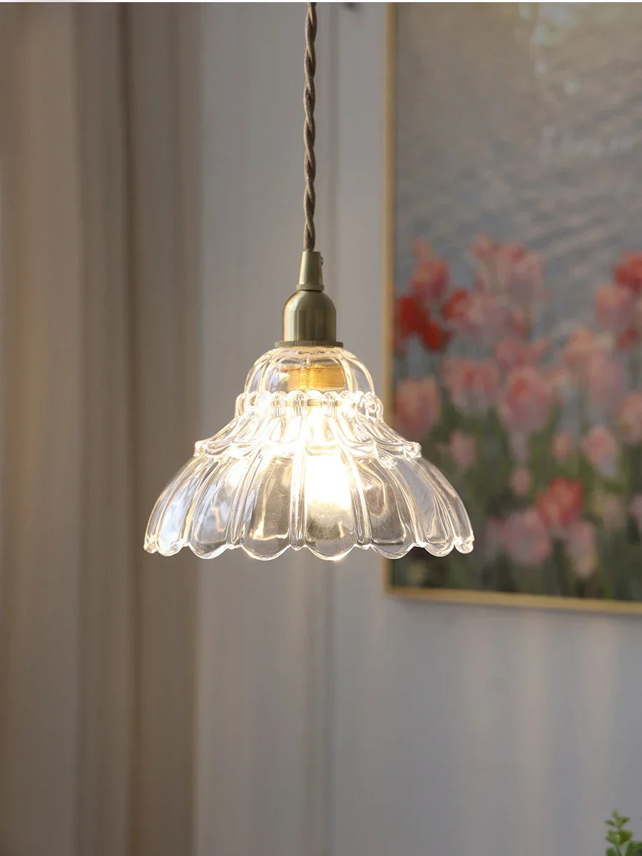 DecorBites™ Brass Glass Pendant Light - Luxury Minimalist LED Nordic Flower Restaurant Lamp