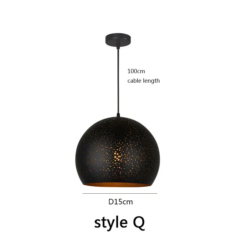 Lámpara colgante industrial nórdica negra DecorBites™ de estilo retro, casquillo E27, para comedor o cocina.