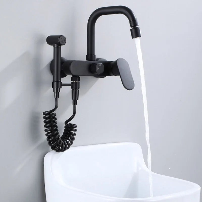 DecorBites™ Dual Hole Kitchen Mixer Tap Black Brass Chrome Kitchen Faucet