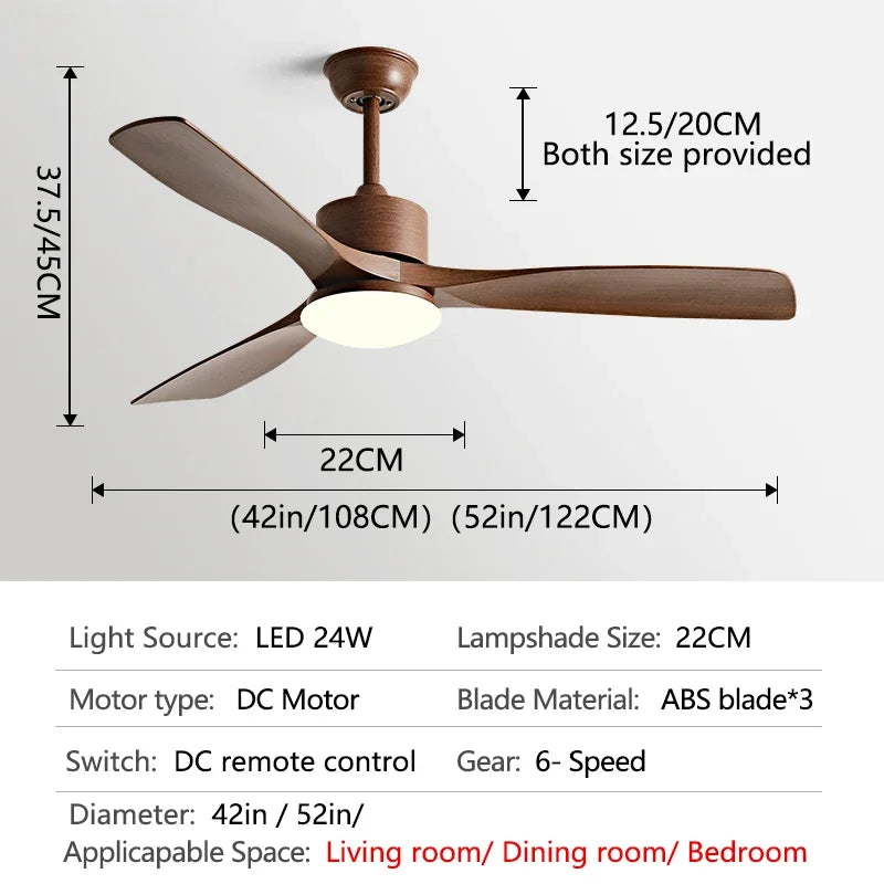 DecorBites™ 52" DC Motor Ceiling Fan with LED Light & Remote Control