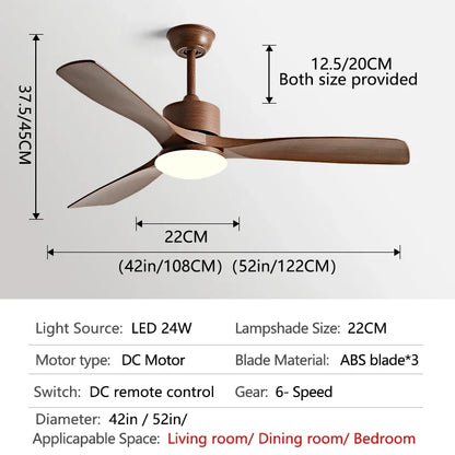 DecorBites™ 52" DC Motor Ceiling Fan with LED Light & Remote Control