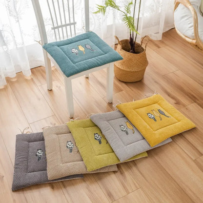 DecorBites™ Cartoon Embroidered Seat Cushion - Non Slip Dining Chair Pad for Home & Office