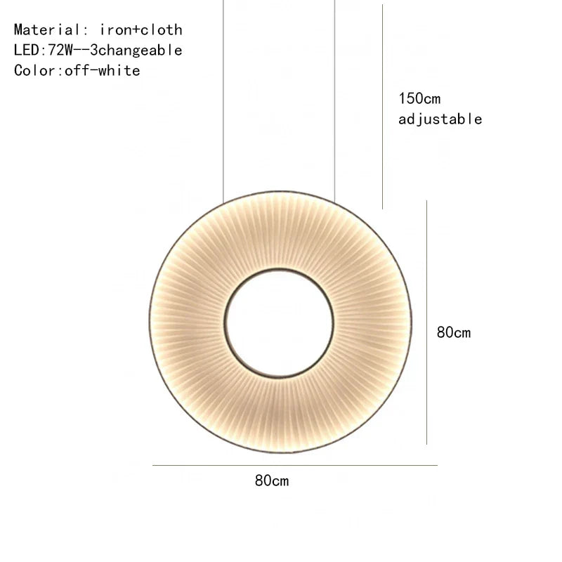 DecorBites™ Dix Heures Round Fabric LED Pendant Light for Parlor, Hotel, and Dining Room