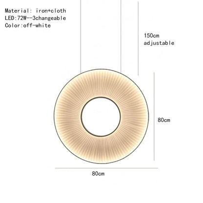 DecorBites™ Dix Heures Round Fabric LED Pendant Light for Parlor, Hotel, and Dining Room