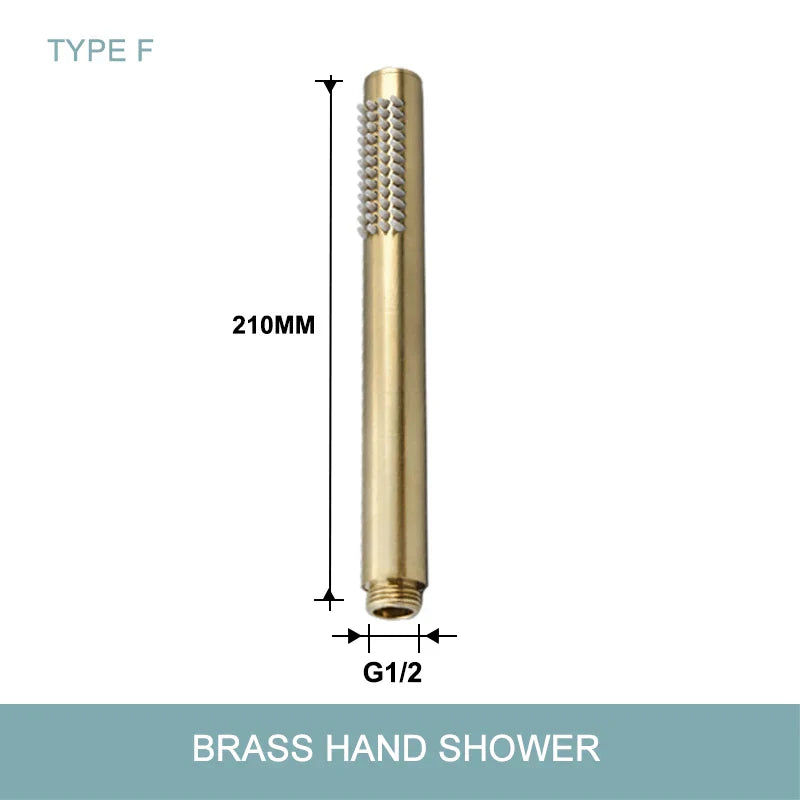 DecorBites™ Brushed Gold Brass Hand Shower with Stainless Steel Hose - Wall Mount