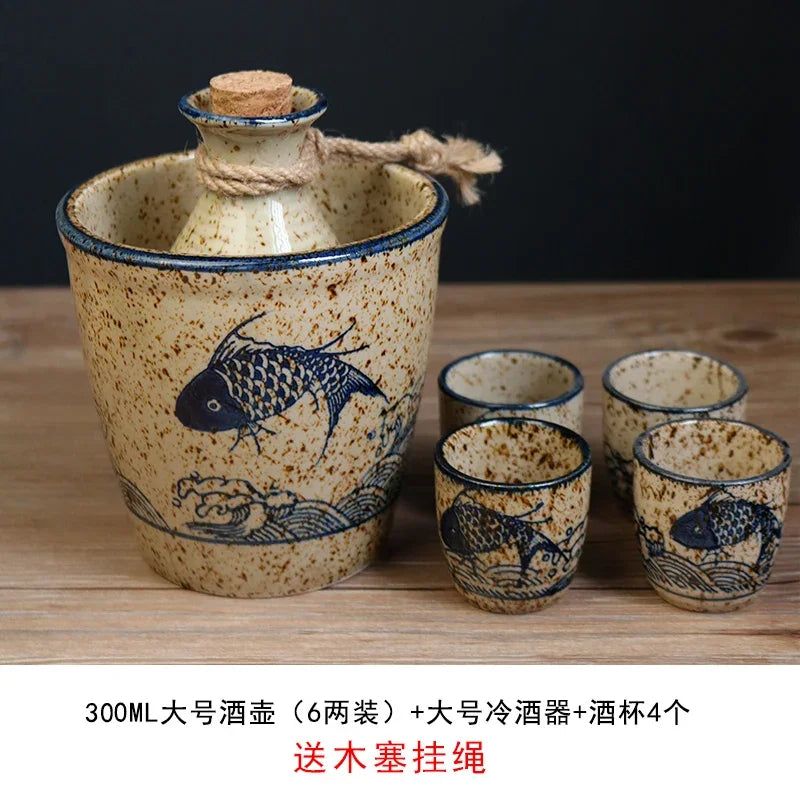 DecorBites™ Japanese Sake Pot Set Handcrafted Ceramic Wine Warmer Vintage Spirits Cup