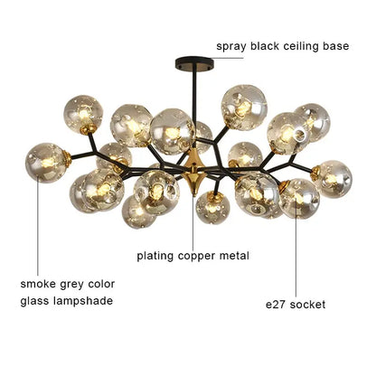 Nordic Glass Ball Lamp Modern Led Ceiling Chandelier Living Room Bedroom Kitchen Dining Room Home Decor Pendant Light Fixture