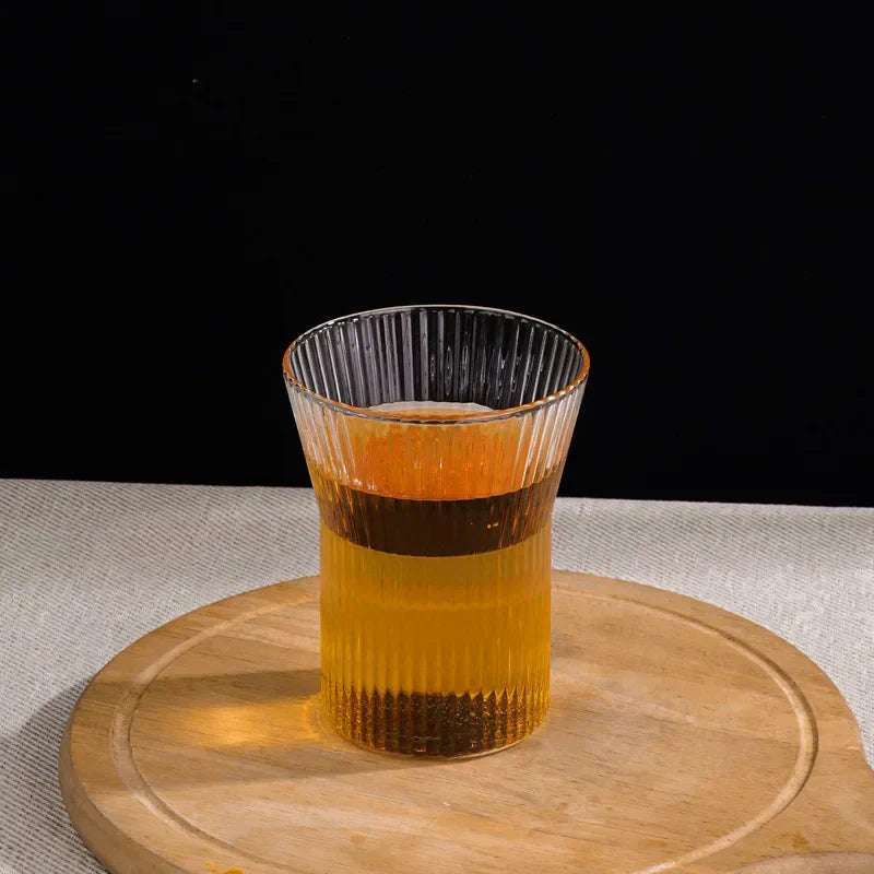 DecorBites™ Japanese Glass Tea Cup Set with Walnut Sleeve - High Quality Transparent Drinkware