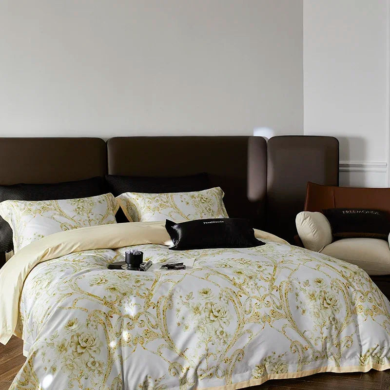 Juego de cama DecorBites™ Luxe 100s de algodón egipcio: sábana, manta, funda nórdica y funda de almohada