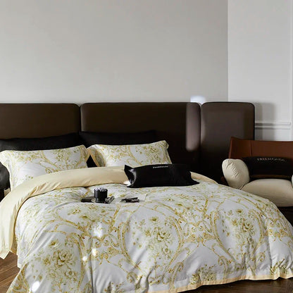 Juego de cama DecorBites™ Luxe 100s de algodón egipcio: sábana, manta, funda nórdica y funda de almohada