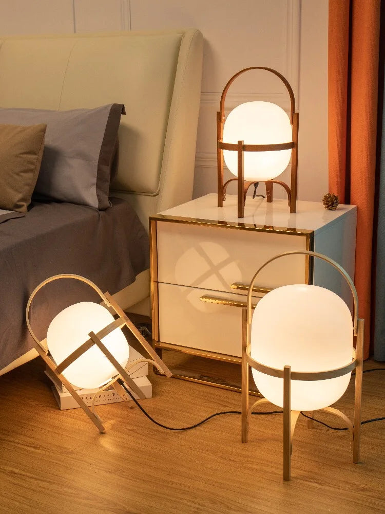 Wood Frame Glass Lamp