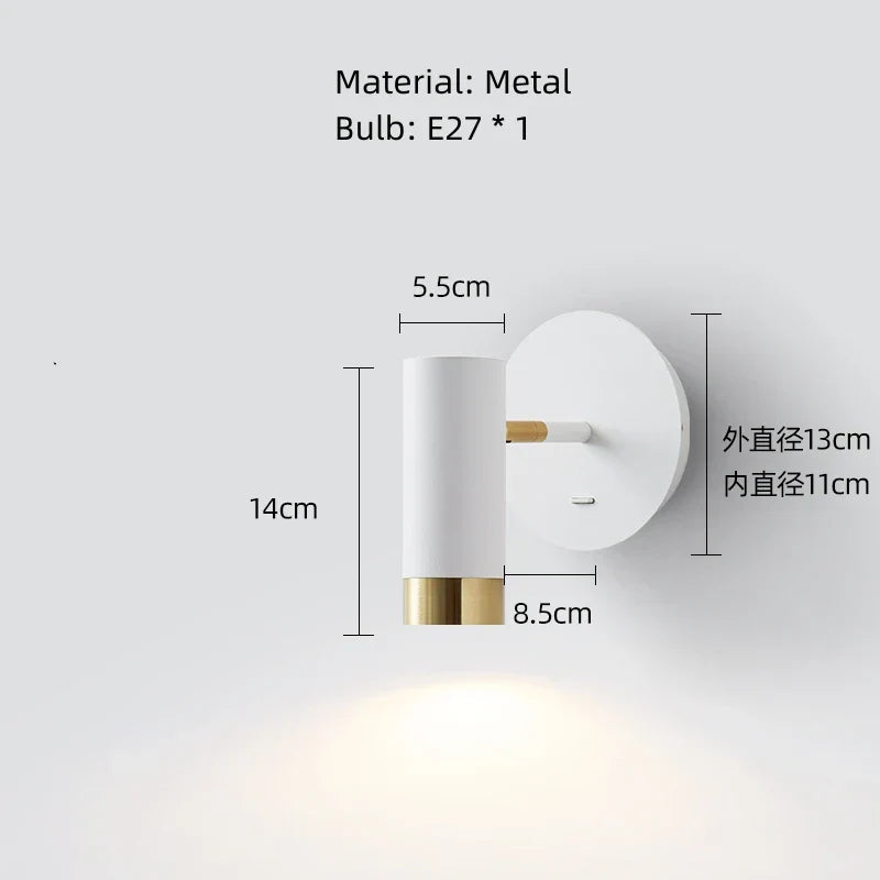 DecorBites™ LED Rotatable Wall Lamp Gold Black White Metal Sconce E27 Bulb