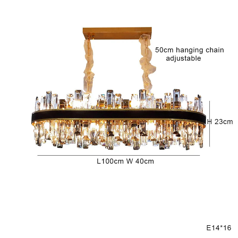 DecorBites™ Crystal Leather Chandelier | Modern LED Lustres for Living Room & Dining Room