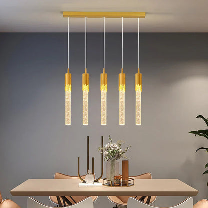 DecorBites™ Gold Crystal LED Chandelier: Modern Dining Room Lamps, Hanging Kitchen Ceiling Light