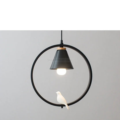 DecorBites™ Iron Ring Pendant Lights Nordic Modern Child Bedroom Hanging Lamps Led Bird Light E27