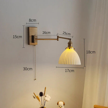 DecorBites™ Brass Swing Arm Wall Sconce Creamic Wall Lights