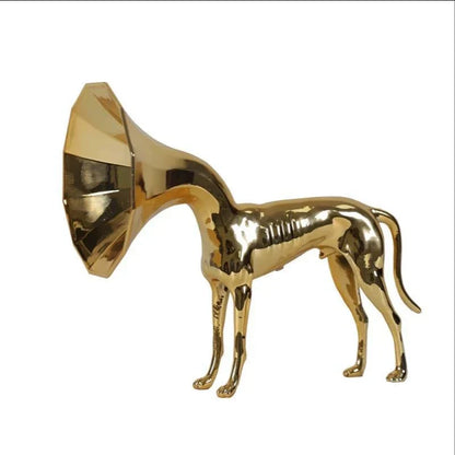DecorBites™ Abstract Golden Trumpet Dog Sculpture Home Decor Simulated Animal Figurine
