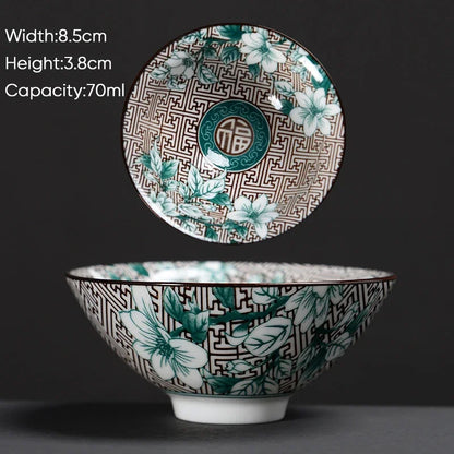 كوب شاي الكونغ فو من سيراميك ديكوربايتس™ باللونين الأزرق والأبيض - أكواب ساكي بورسلين على الطريقة اليابانية