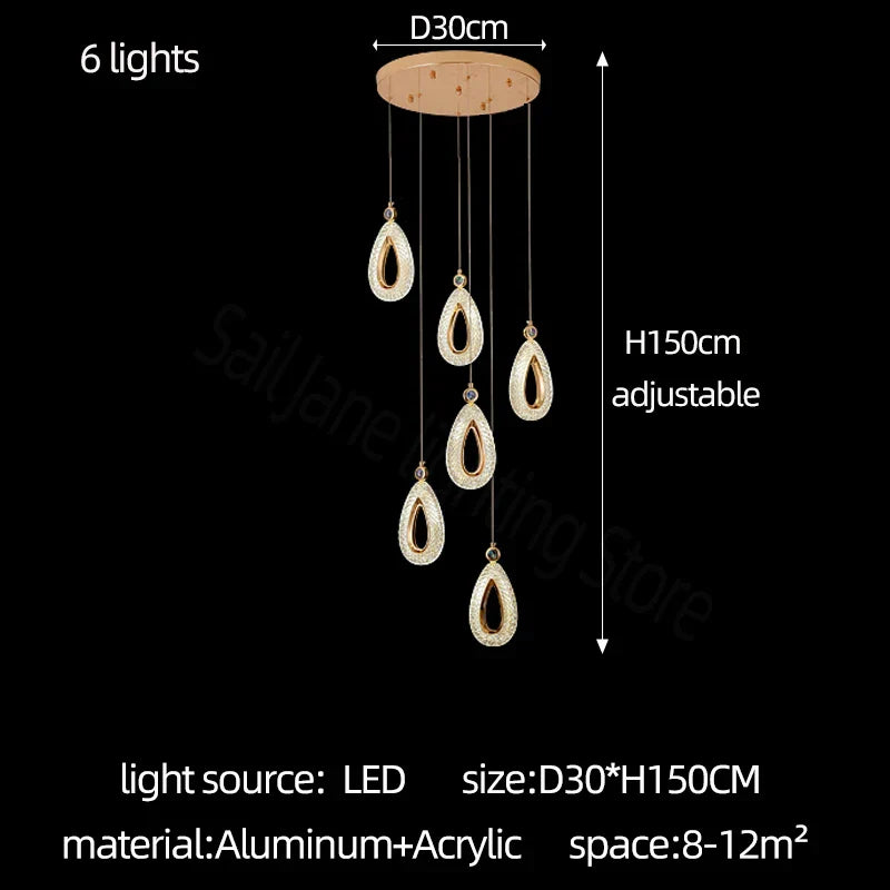 DecorBites™ Heart LED Chandelier Modern Luxury Restaurant Villa Living Room