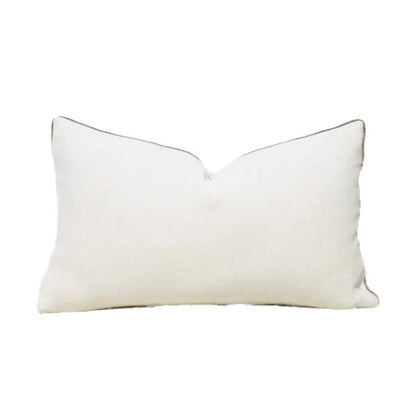 Funda de almohada DecorBites™ con diseño geométrico de anillos convexos en jacquard color capuchino.