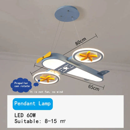 DecorBites™ Kids Airplane Ceiling Lights Remote Control Dimmable LED Chandelier