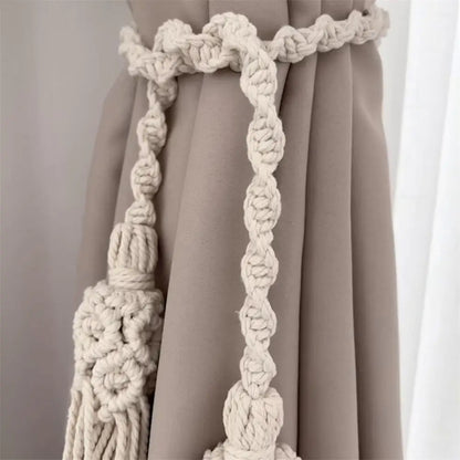 Decobites Macrame Curtain Tie Backs with Tassels - Boho Wall Decor & Window Accents