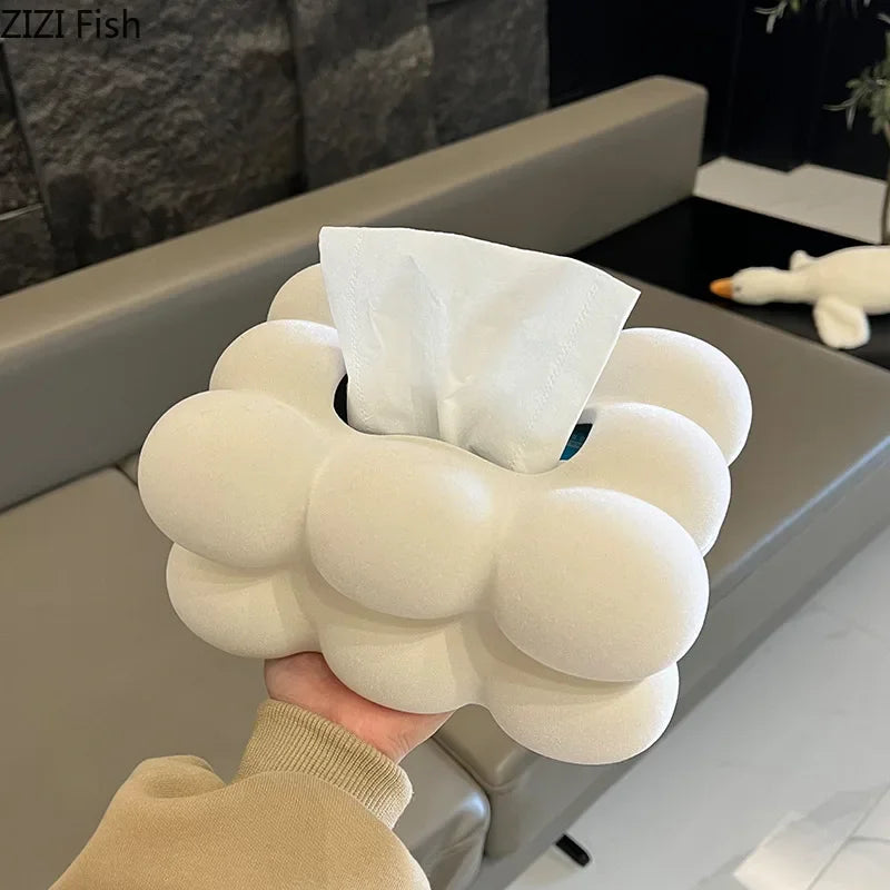 DecorBites™ Cloud Ceramic Tissue Box - White Porcelain Desk Decoration