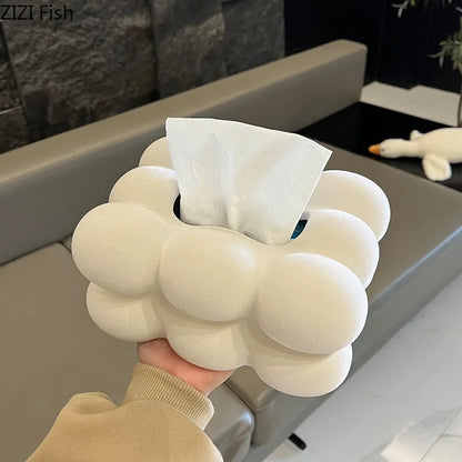 DecorBites™ Cloud Ceramic Tissue Box - White Porcelain Desk Decoration