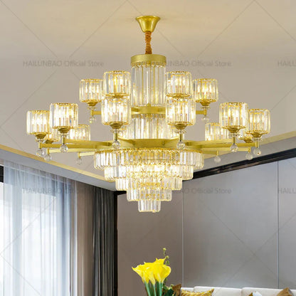 DecorBites™ Crystal Chandelier: Elegant Light Luxury Villa Bedroom Living Room Lamp