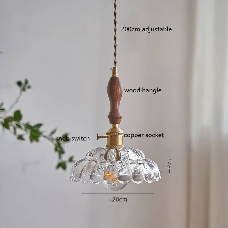 DecorBites™ Japanese Vintage Glass LED Pendant Lamp for Home Decor