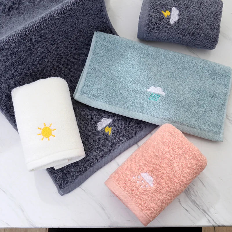 DecorBites™ Kids Weather Embroidery Cotton Terry Towel - High Quality Turban for Face and Hair