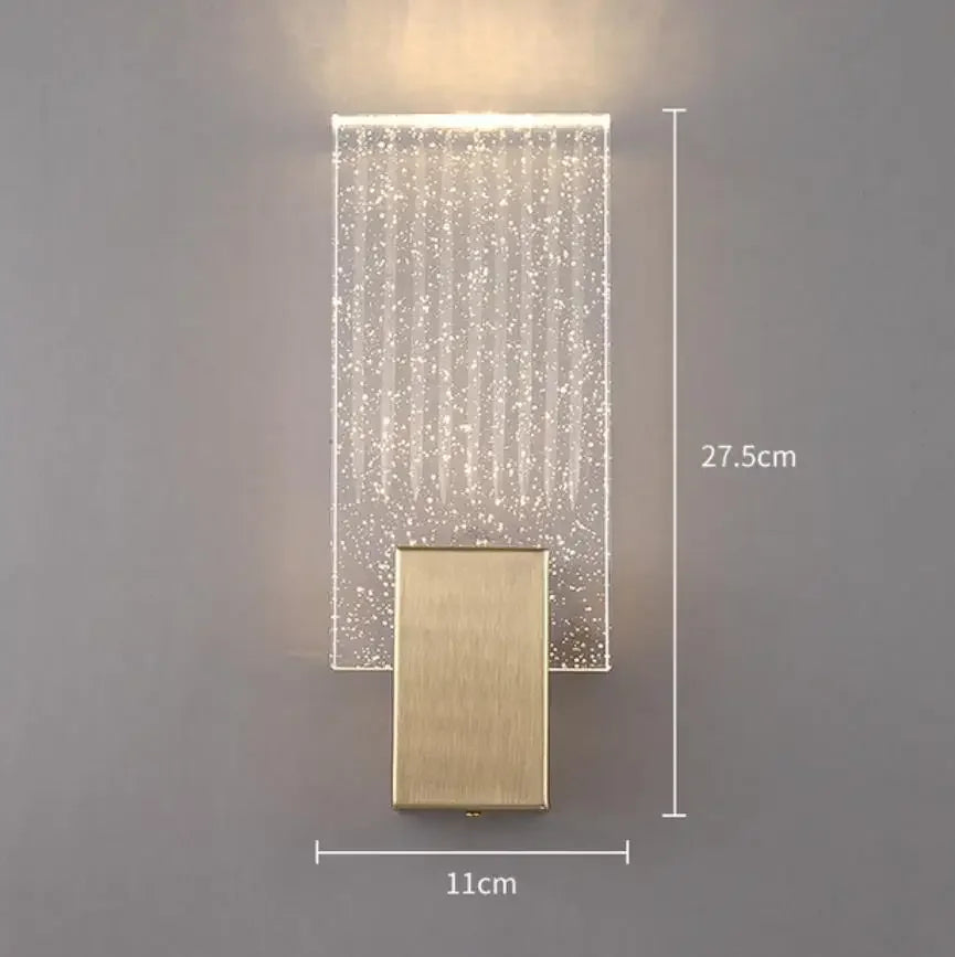 DecorBites™ Gold Crystal Glass Wall Sconce Light Fixture for Luxury Bedroom Decor